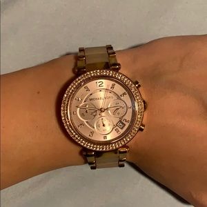Michael Kors Rose Gold-Tone Blush Acetate Watch